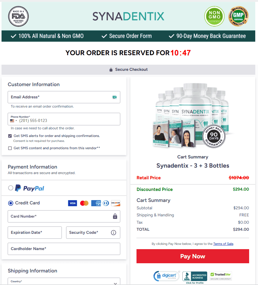 Synadentix-checkout-page